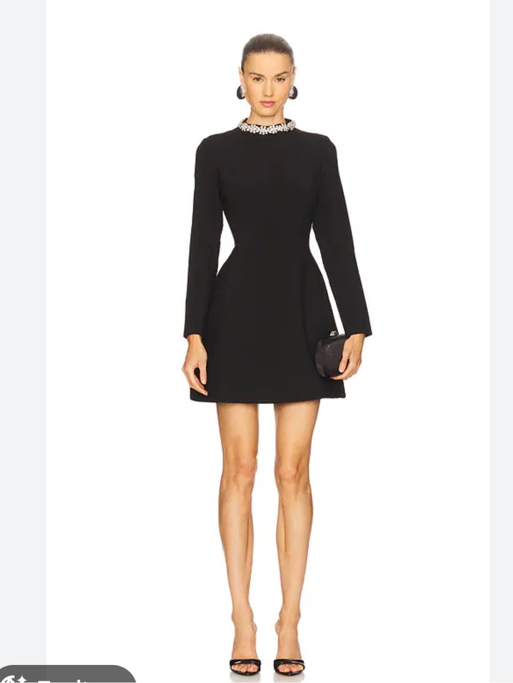 Bardot Black Mini Dress with Jeweled Collar
